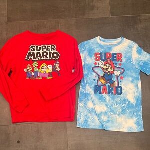 Nintendo Super Mario Red and Blue Kids Long Sleeve Tees